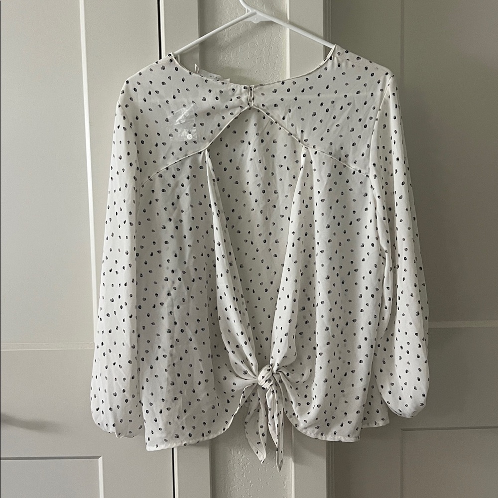 LUSH White Polka Dot Blouse - Picture 2 of 6